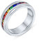 Bling Jewelry Personalisierbarer Unisex Bunter CZ Regenbogen LGBTQ Ewigkeitsring Ehering Für Paare Männer Und Frauen Silberton Edelstahl 8MM
