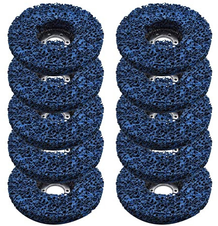 waltyotur 10Pcs 4-1/2 x 7/8 Bule Stripping Wheel Strip Discs Rust Remover Wheel Paint Removal Disc Blue Coloured for Angle Grinders, Rust Welds, Oxidation, Paint Cleaning and Removing