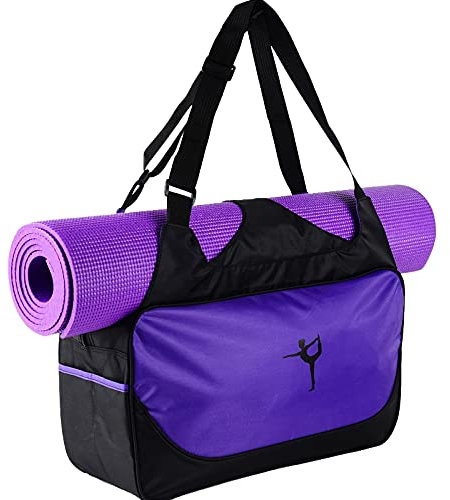 Micvtve Yoga Tasche,Reise Tasche,Yoga Matten Rucksack mit GroßEr KapazitäT,Gym Turnbeutel,Yoga Tasche, Lila