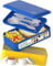 Umami Lunchbox Erwachsene, Auslaufsichere Bento Box mit Fächern und 4 Bestecke, Brotdose Erwachsene, Salatbehälter To-Go, Lunch Box für Picknick/Büro, Blau & Gold, 1200 ml