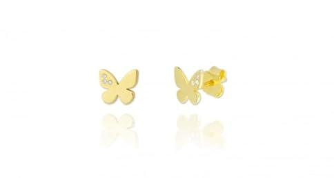Turmalin – Ohrringe für Babys, Mädchen, vergoldet, aus 925er-Sterlingsilber, Ohrringe mit drei Steinen, Größe 7 x 8 mm, Marke Jewelry. Turmalina by Martina, 7x8, Sterling Silber, Oxyde de Zirconium