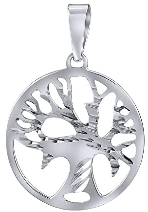 SILVEGO – SILVEGOB11383GW – Pendentif Femme - Or Blanc 585/1000 - Arbre de la Vie - avec Gravure Décorative