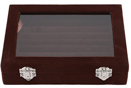 Aufbewahrungsbox für Schmuck Samt Box, Schmuckdisplay Box Jewelry Display Organizer Tray Holder Case Ring Ringkasten Schmuckkasten 7 Fächer Schmuckkästchen Ringe Ohrringe Manschettenknöpfe [Braun]