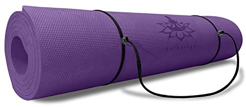 Hatha Yoga Dicke TPE-Yogamatte, 183 x 68 x 0,6 cm, rutschfest, umweltfreundlich, für Yoga, Pilates und Bodentraining, Violett