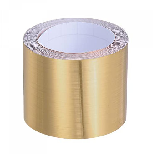 sourcing map Bande d'étanchéité autocollante pour carrelage de sol, 5 cm x 5 m, pour décoration d'intérieur, mur, armoire, salle de bain, ton or brossé