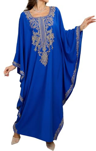 LikeJump Women's Bohemian V Neck Kimono Maxi Swimsuits Kaftan Bikini Cover Ups Summer Beach Dress Tops