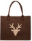 Brandsseller Filztasche mit Hirschkopf Applikation ca. 34x 10 x 28 cm Einkaufstasche Shoppingbag Freizeittasche Braun/Beige