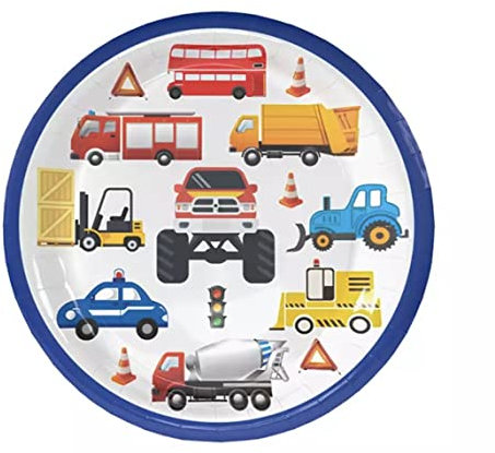 Love Balloons Bedfordshire Construction Vehicle Kids Party Plates 7 x10