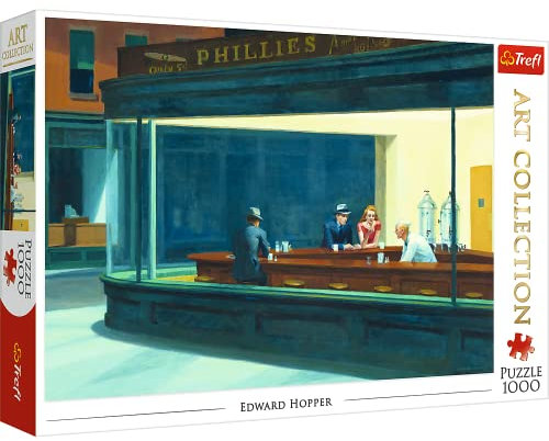 Trefl - Nighthawks, Edward Hopper - 1000 éléments, Art Collection, Art, Peinture Américaine, pour Adultes et Enfants à Partir de 12 Ans