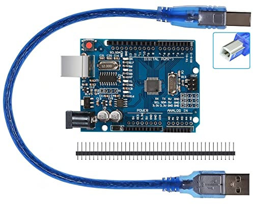 WWZMDiB UNO R3 Board Compatible with Arduino IDE ​​with USB Cable and 2.54mm Straight Pin Header ATmega328P
