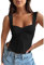KOEMCY Camiseta Tirantes Mujer Tank Top Camisola Verano Cuello Corazón Elegante sin Mangas Blusa Casual Top Deportivo Ropa Moda Tops Fruncido Algodon