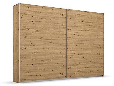 Rauch Möbel Aurelio Schrank Kleiderschrank Schwebetürenschrank, Eiche Artisan, Holz, 2-türig, inkl. 3 Kleiderstangen, 3 Einlegeböden BxHxT 261x210x59 cm
