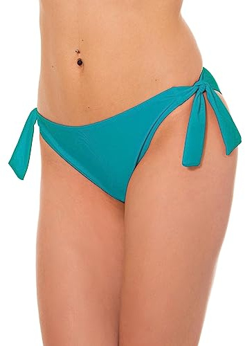 Aquarti Bas de Maillot de Bain Femme avec Liens – Bas Maillot Femme Taille Basse Uni, Vert pétrole, 44