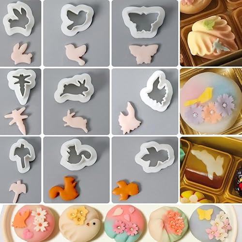 MURMUR Lot de 9 emporte-pièces japonais en résine Wagashi pour formes d'animaux faites à la main, matériau résineux Wagashi pour bonbons japonais