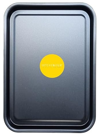 KITCHENEUR® Essentials - Juego de bandejas para hornear de 35 cm, fácil de limpiar, antiadherente, juego de bandejas de horno en color negro, aptas para lavavajillas y fácil de limpiar