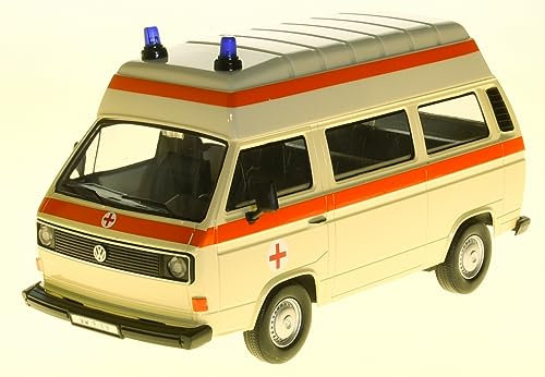 Motormax Volkwagen T3 Krankenwagen Notarzt 1979-1992 1/24 Modell Auto mit individiuellem Wunschkennzeichen