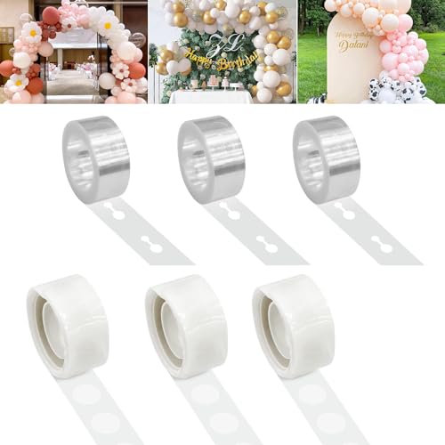 Mis.Moon 6 Rollen Ballon Bogen Girlande Kit, 3 Rolle Ballon Streifen mit 3 Rollen Ballon Kleber Punkte Aufkleber für Geburtstag Deko, Hochzeit Taufe Graduierung, Party Dekoration