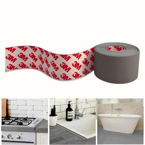 Dpm tapes - Cinta de sellado autoadhesiva impermeable, cinta aislante para grietas, cinta impermeable para baño, para el inodoro, tira de estanqueidad de bañera, ventanas 38 mm x 3 m (gris)