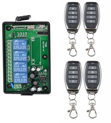 220 V, 230 V, 4 CH, telecomando senza fili, interruttore di controllo, relè di controllo 433 MHz, 4 canali, con 4 trasmettitori, ricevitore universale, porte da garage, finestre, motore, AC 110 V, 250