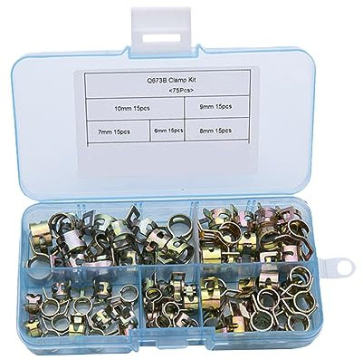 UPKOCH 75pièces Clips à Ressort Pour Tuyaux Eau Et Air Attaches Métalliques Réglables Pour Fixation De Tuyaux Lignes De Carburant Etc