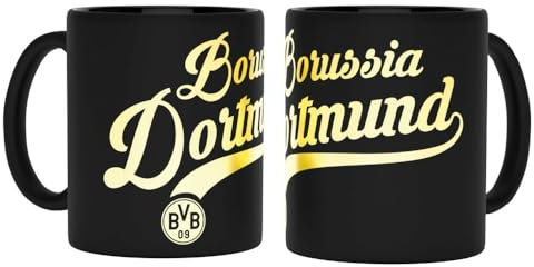 Borussia Dortmund Tasse - Metallic Schriftzug - Kaffeetasse Becher BVB 09