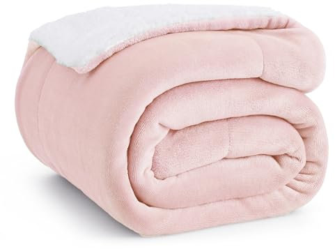 BEDSURE Kuscheldecke - Warm Sherpa Wolldecke & Sofadecke, Flauschig Sofaüberwurf Decke, Dicke Couchdecke, Fleecedecke, Flauschige Wohndecke für Couch, Rosa, 150x200 cm, XL