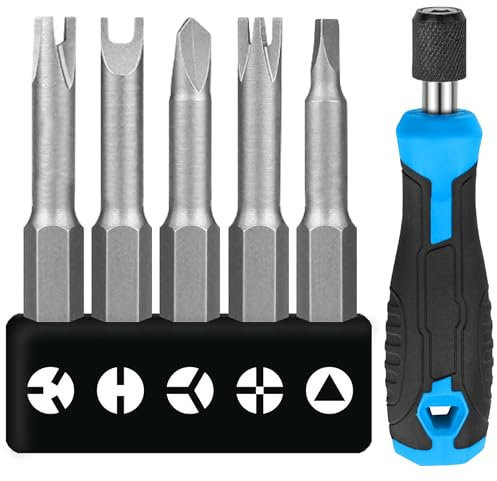 ANBOO Set di 5 cacciaviti speciali con impugnatura per cacciavite, 50 mm, a forma di U, a forma di Y, triangolare, a tre punte, in acciaio al cromo vanadio