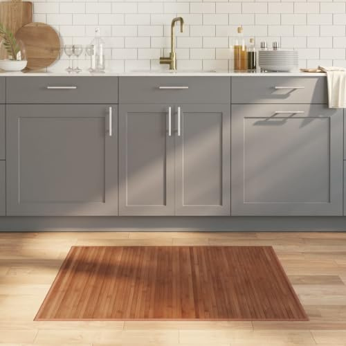 Homvdxl 100x80cm Bambus Läufer Teppich Anti-Rutsch-Bereich Teppiche Indoor Teppich Matte für Wohnzimmer Flur Küche Eingangsbereich Waschküche Balkon (Braun)