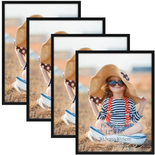 EXYGLO 4er Set Bilderrahmen 30x40 cm – Schwarze Fotorahmen mit weißem Passepartout für Fotos, Bilder und Poster – Rahmen 40x30 für Wohnzimmer, Schlafzimmer und Büro – Nur für Wand