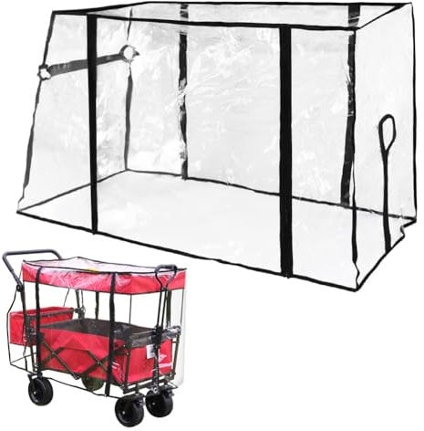 Folding Wagon Rain Cover Clear, Collapsible Garden Camping Trolley Cart Cover (Trolley Not Included)