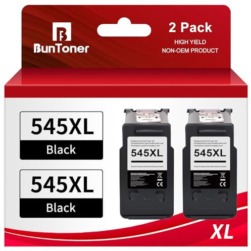 BunToner PG 545 XL Schwarz Ersatz Kompatible für Canon Druckerpatronen 545 PG-545 für für MX495 Patronen für Pixma TS3350 MG2550s tr4551 ts3150 (2 Schwarz-Pack)