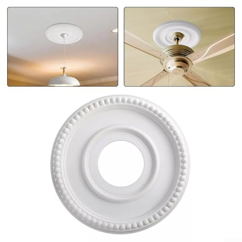1Pcs Lighting PU Ceiling Medallion Ceiling Cover Plate Ceiling Fan Medallion Home, For Light Fixtures Ceiling Light Trim, 12.4inch, PU Decorative Ceiling Light Medallion Chandelier