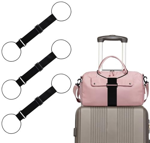 Elastischer Befestigungsgurt für Gepäck, verstellbare Gepäckgurte über Griff zum Hinzufügen einer Tasche, tragbarer Reisekoffergurt Reisezubehör (schwarz), 3 Stück