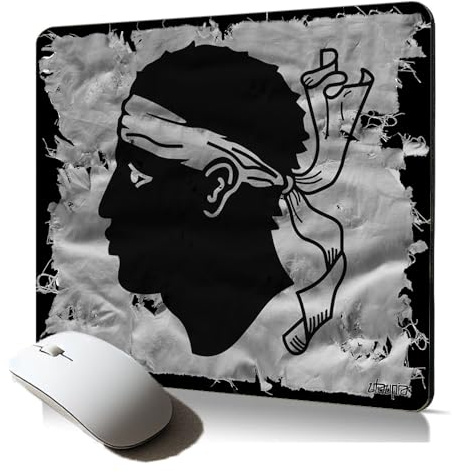 Tapis de Souris Souple Drapeau Corse Corsica Cadeau de Noel accessoir Bureau Mousepad antiderapant