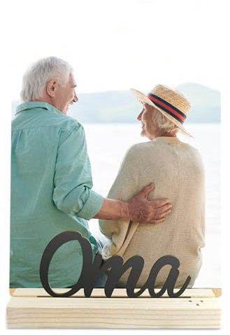 Elbeffekt Oma Geschenk - Schriftzug Mit Fotografie Holzbild - Geburtstagsgeschenk, Beste Oma Der Welt, Personalisierte Geschenke