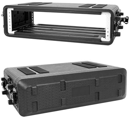 2U Cases - Alloggiamento leggero per rack audio, profondità 12, 19, alloggiamento per montaggio a rack con montaggio a rack a 2 stanze, impermeabile, resistente alla polvere