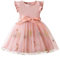 JiAmy Girls' Dresses Flower Embroidery Knit Tulle Toddler Dresses Flying Sleeves Girls Party Dress for Kids 3-4 Years, Pink Flower