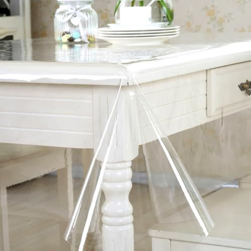 Yuragim Tischfolie Transparent 0.13mm Tischdecke Durchsichtig Outdoor 100 x 160cm Tischschutz Transparente Tischtuch Durchsichtige Tischdecke Abwaschbar PVC Plastik-Tischdecken Folie Tischschutzfolie