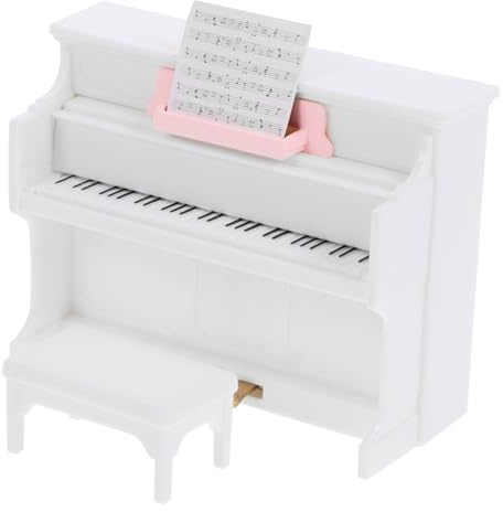 GLSTOY Miniatur Klavier Kunststoff Weiß Puppenhaus Dekoration Puppenhaus Instrument Kleiner Musikinstrument Zimmerdeko