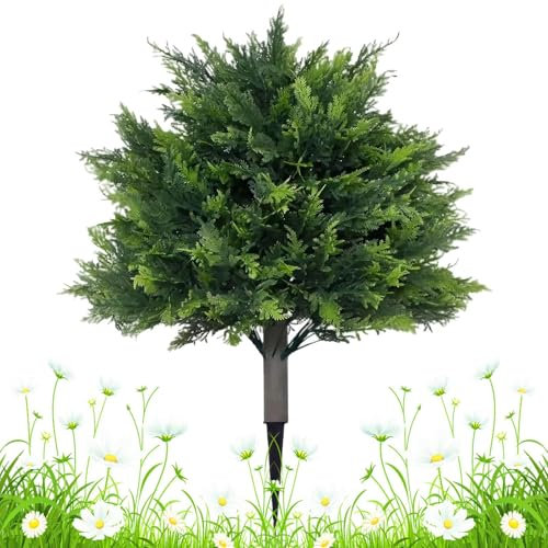 Gefälschte Zedernbaum - Künstliche Gartenpflanzen, immergrüne Zypresse 60 cm | Dekorative für Outdoor, Faux -Plan gegen das Wetter mit TIPP, ideal für den Einstieg