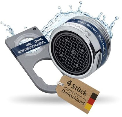 4 x M24 PERLATOR® Strahlregler inkl. Flachschlüssel ~ 15 l/min Original Perlator Wasserhahn Aufsatz für Armaturen mit Innengewinde