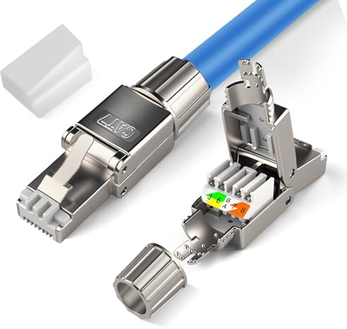 YiJiuBa CAT 7 Stecker, 2 Stück Werkzeuglos Wiederverwendbar 10 Gbit/s 600 MHz Netzwerkstecker für CAT8 CAT7A CAT7 CAT6A Netzwerkkabel