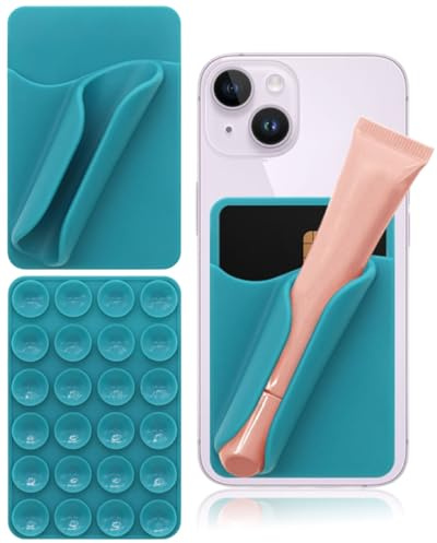 HUVZOR Lipgloss-Schutzhülle für Handy, lipgloss handyhülle, handyhülle lipgloss halter, seidiges Silikon, Lippenhalter,Saugnapfhalterung kompatibel mit iPhone, Samsung, Android-Smartphones