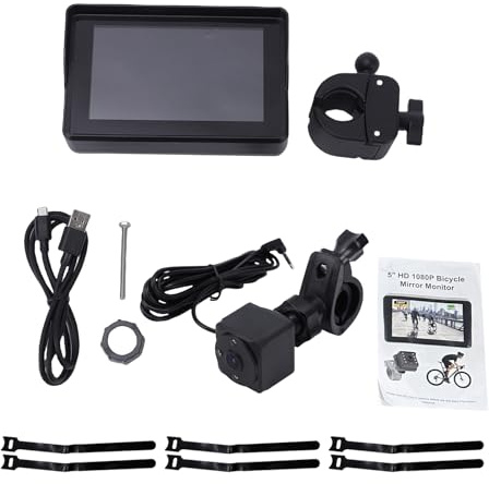 Handlebar Bike Mirror 1080P Camera with Night Vision for Mountain Road Bikes,AHD Rear View Camera for 110° Wide Angle View,Compatible with ABS Material,Black