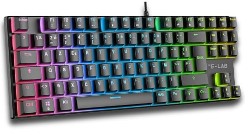The G-Lab Keyz Mercury EX - Clavier Mécanique TKL Red Switch AZERTY FR | Filaire USB, Format TKL, Red Switch Mécanique, RGB 20 Modes Lumineux, Anti-Ghosting 26 Touches, Gaming