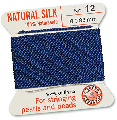 Dark Blue Size 12 Silk, 0.98mm Dia 2M Card with built-in needle