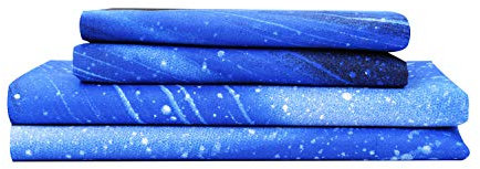 Bedlifes Galaxie-Weltraum-Bettwäsche-Set, Galaxie-Motiv, 3-teilig, inkl. Bettlaken, Spannbetttuch und 1 Kissenbezug (hellblaues Doppelbett)