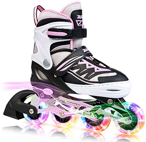 2PM SPORTS Cytia Rosa/Violett größenverstellbare Inliner Kinder mit 82A PU Rollen, lustige Anfänger Mädchen Inline Skates mit Einstellbarer für Damen und Herren