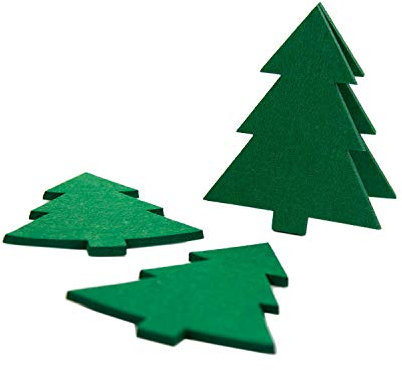 Oblique Unique® Filzuntersetzer Weihnachtsbäume 4er Pack Dunkelgrün Christbaum Tanne Glas Untersetzer für Tisch und als Deko zu Weihnachten Advent Weihnachtsdeko