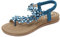 ZOEREA Womens Flat Sandals, Summer Bohemia T- Strap Open Toe Ladies Sandals Elastic Beach Flip Flops Ankle Strap Diamante Sandals, Kz18blue, 5 UK